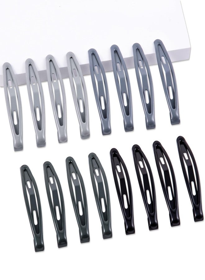Cptots 16 PCS Snap Hair Clips Metal Barrettes for Women Non Slip Barrettes for Thick and Thin Fine Hair,Bright Black Multiple Gray,2.36 x 0.43 Inches. - Image 1